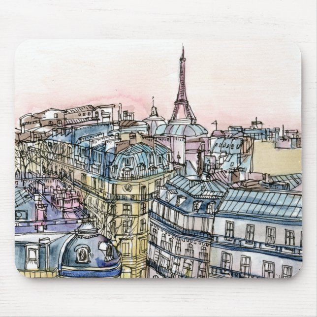 Tapis De Souris Destinations | Aquarelle Tour Eiffel & Paris (Devant)