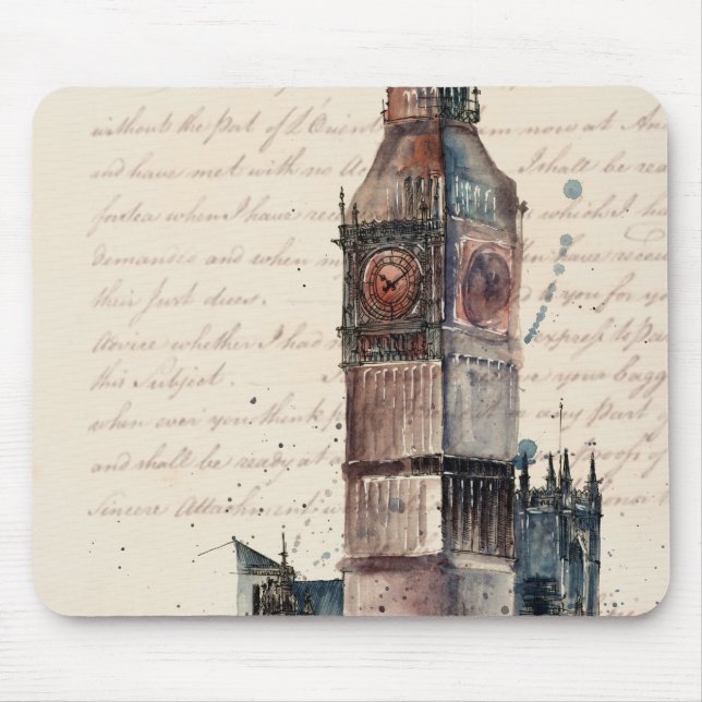 Tapis De Souris Destinations | Lettres Vintages De Big Ben (Devant)