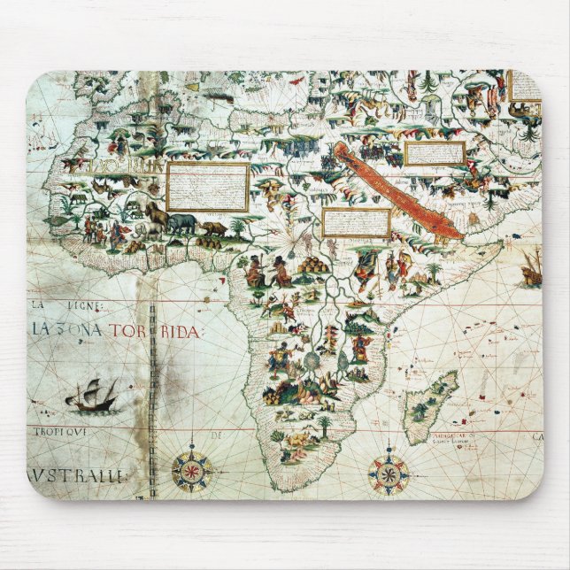Tapis De Souris Détail d'une carte du monde montrant l'Afrique (Devant)