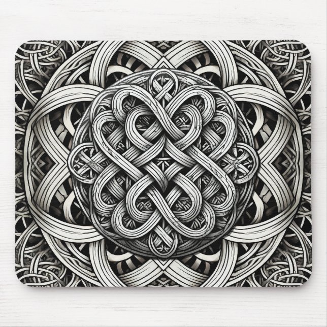 Tapis De Souris Détaillierte Schwarz-Weißer keltischer Knoten 0001 (Devant)