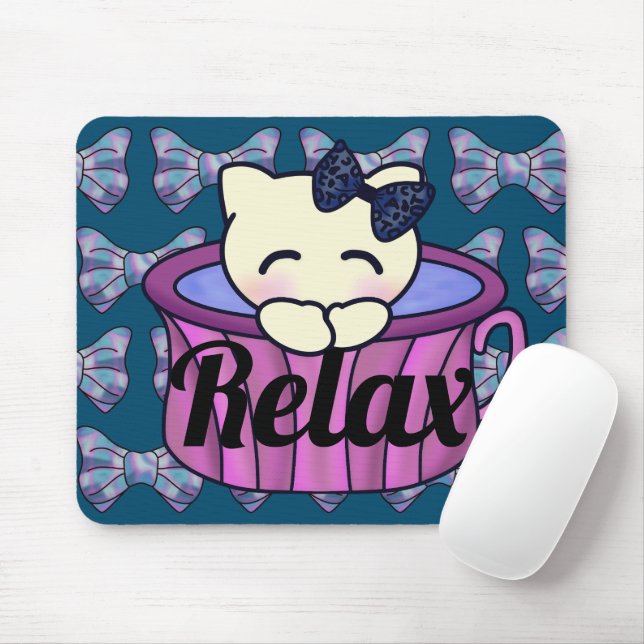 Tapis De Souris Détente Kitty Chat dans Cute Mug (Avec souris)
