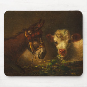 Tapis De Souris Deux amis (âne et agneau) (animaux de ferme)