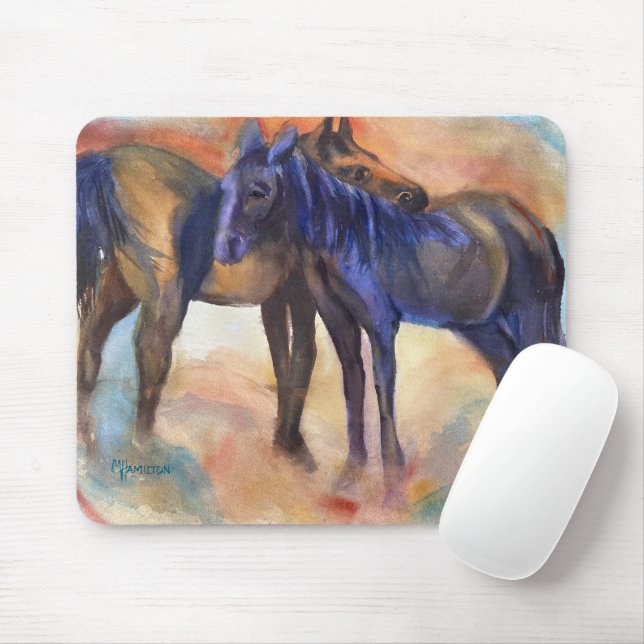 Tapis De Souris Deux Anciens Pals Cheval Ordinateur Souris Pad Art (Avec souris)