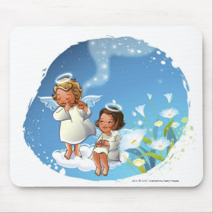 Tapis De Souris Deux anges se reposant sur les nuages