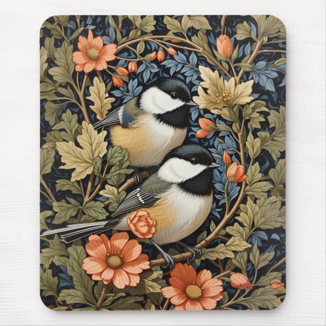 Tapis De Souris Deux Beaux Pickadee Noirs (Devant)