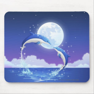 Tapis De Souris Deux bouteille-ont flairé sauter de dauphins de