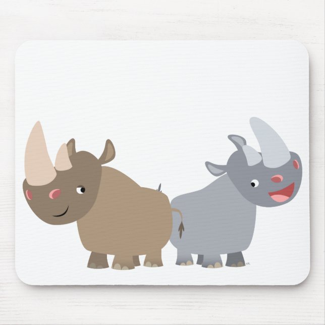 Tapis De Souris Deux caricatures Rhinos Mousepad (Devant)