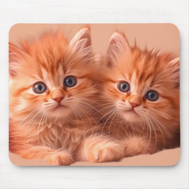 Tapis De Souris Deux chatons très mignons sur une tablette de bure (Devant)
