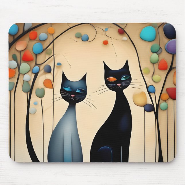 Tapis De Souris Deux chats charmants (Devant)