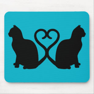 Tapis De Souris Deux Chats Coeur Silhouette Mousepad