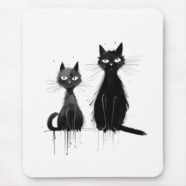 Tapis De Souris Deux chats noirs (Devant)