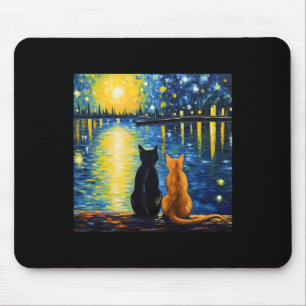 Tapis De Souris Deux chats Starry Night Lover Cat Art Peinture Kit
