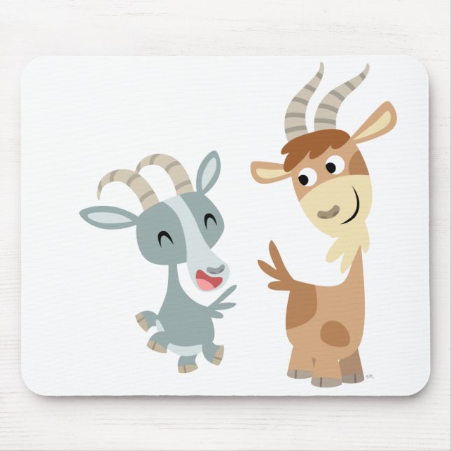 Tapis De Souris Deux chèvres heureuses mignonnes Mousepad de bande (Devant)