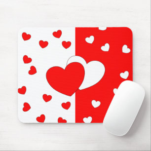 Tapis De Souris Deux Coeurs En Amour Rouge Et Blanc Souris Pad