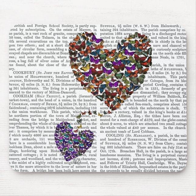 Tapis De Souris Deux Coeurs papillons (Devant)