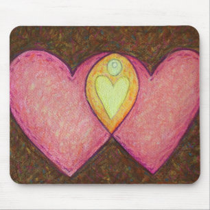 Tapis De Souris Deux coeurs roses Mousepad