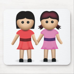 Tapis De Souris Deux femmes tenant des mains Emoji