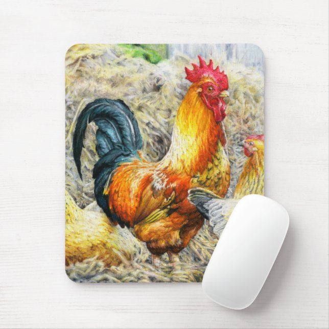 Tapis De Souris Deux fières coqs de grange (Avec souris)