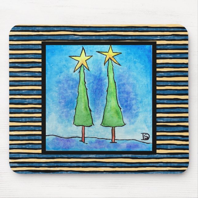 Tapis De Souris Deux grands arbres de Noël (Devant)