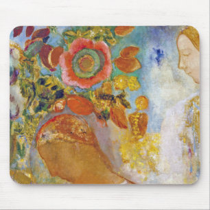Tapis De Souris Deux jeunes filles parmi les fleurs, Redon