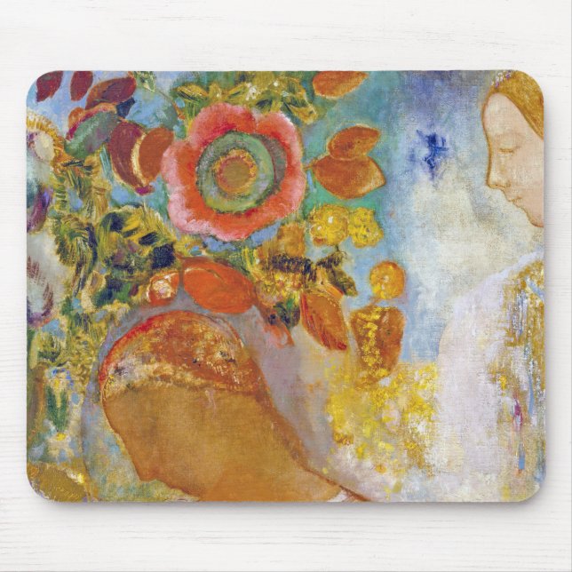 Tapis De Souris Deux jeunes filles parmi les fleurs, Redon (Devant)