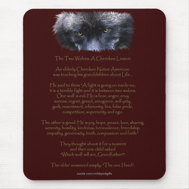 Tapis De Souris DEUX LOUPS CHEROKEE TALE Art Mousepad (Devant)
