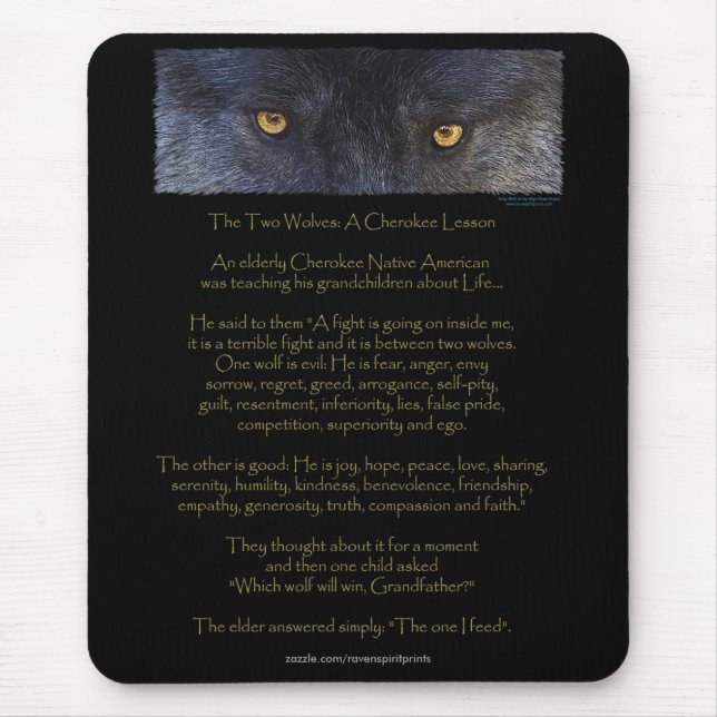 Tapis De Souris DEUX LOUPS CHEROKEE TALE Art Mousepad (Devant)