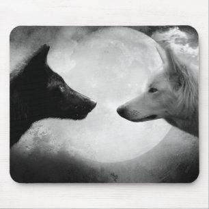 Tapis De Souris Deux loups se faisant face