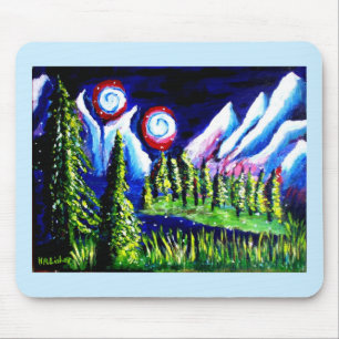 Tapis De Souris Deux lunes montagnes Lisher art