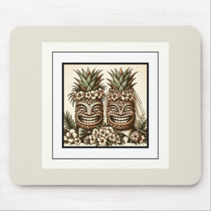 Tapis De Souris Deux mariés Tête de Tiki d'ananas gay Mariage rétr