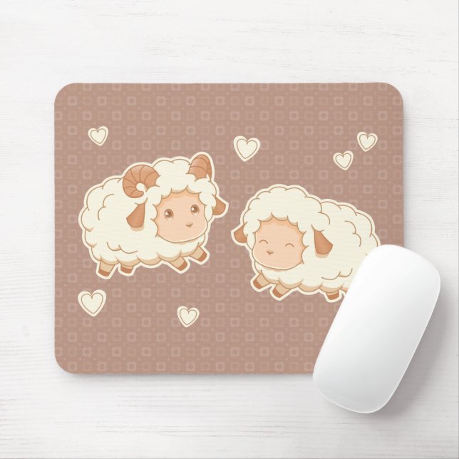 Tapis De Souris Deux mignonnes petites brebis crampon Ewe sur Brow (Avec souris)