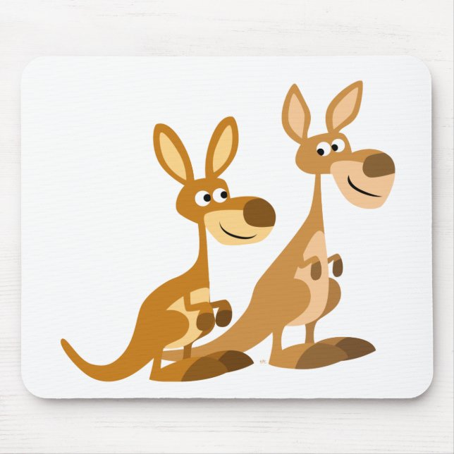 Tapis De Souris Deux mignons caricatures Kangaroos Mousepad (Devant)