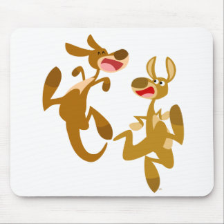 Tapis De Souris Deux mignons caricatures Kangaroos Mousepad