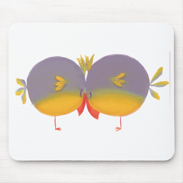 Tapis De Souris Deux mignons Inséparables Valentine (Devant)