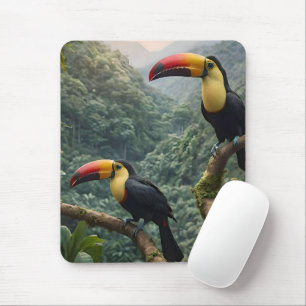 Tapis De Souris Deux Oiseaux Toucans Tropicaux,