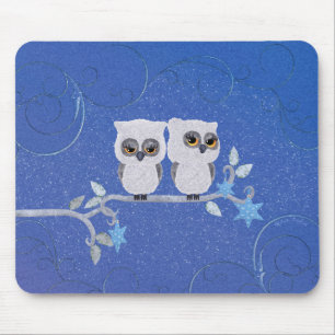 Tapis De Souris Deux petits hiboux blancs