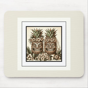 Tapis De Souris Deux pièces Gay Ananas Tiki Head Mariage rétro