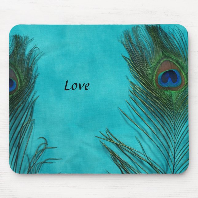 Tapis De Souris Deux Plumes Aqua Peacock (Devant)