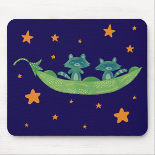 Tapis De Souris Deux ratons laveurs dans une cosse de pois Art f