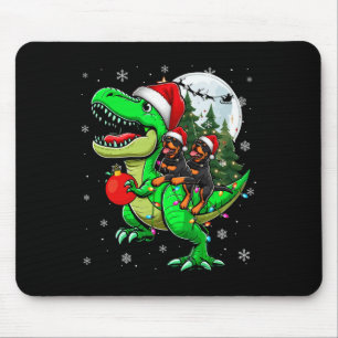 Tapis De Souris Deux Rottweilers de Noël à cheval T-rex Reindeer L