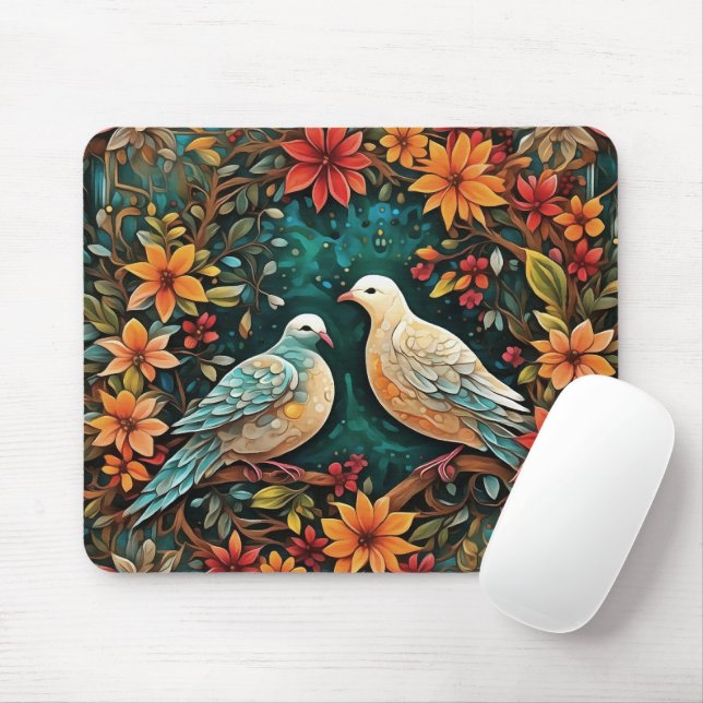 Tapis De Souris Deux tourterelles (Avec souris)