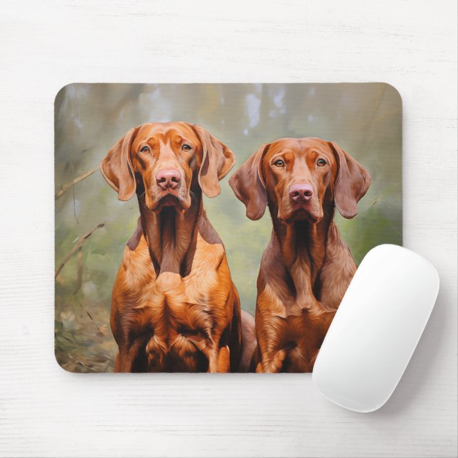 Tapis De Souris Deux Vizslas hongrois (Avec souris)