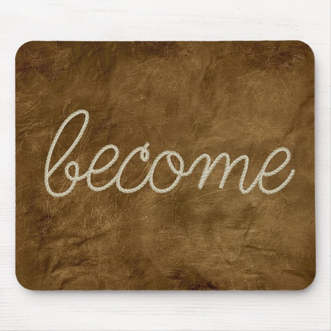 Tapis De Souris DEVENEZ Corde Texte sur Cuir Brun (Devant)