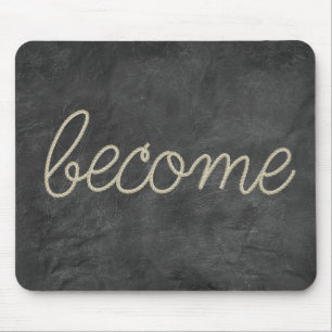 Tapis De Souris DEVENEZ Corde Texte sur Cuir Noir
