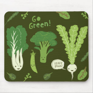 Tapis De Souris DEVENEZ ÉCOLO ! (Vert feuilles !) Joyeux Veggie Ga