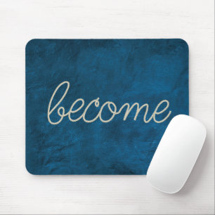 Tapis De Souris "DEVENIR" Texte de Corde sur Cuir Bleu