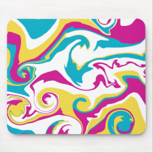 Tapis De Souris Déversement - Turquoise, Jaune, Rose et Blanc