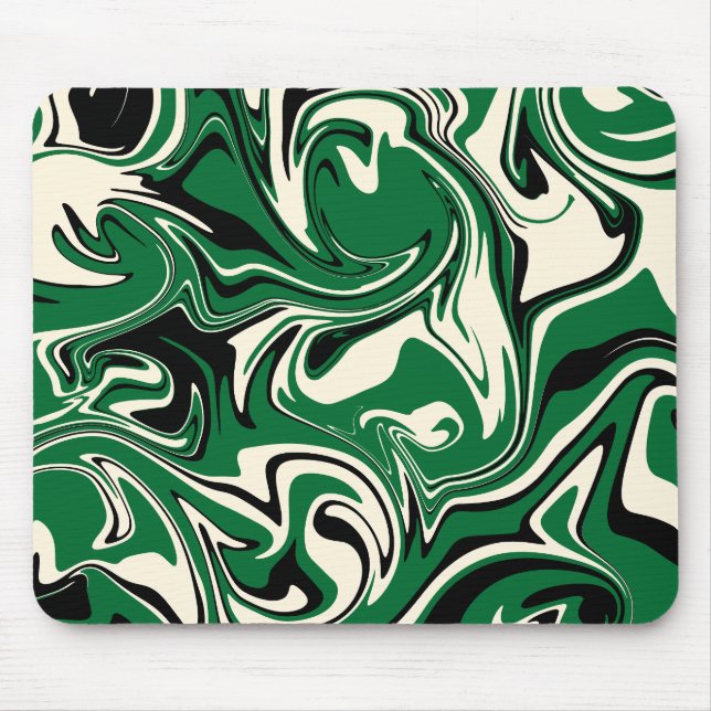 Tapis De Souris Déversement - vert, crème et noir (Devant)
