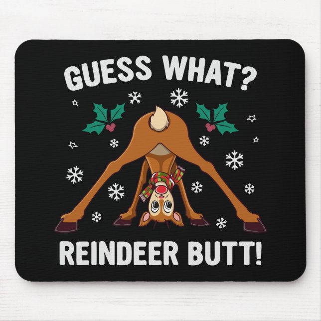 Tapis De Souris Devinez Quelle Blague de Noël sur le Cul de Renne (Devant)