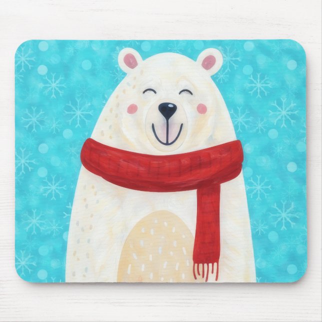 Tapis de souris d'hiver ours polaire mignon (Devant)